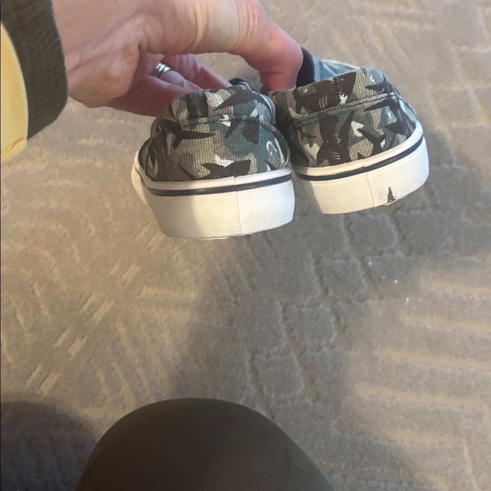 Youth Slip-On Camo Shark Print Sneakers - Green - Picture 4 of 4